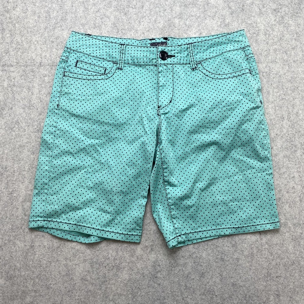 BeBop Bermuda Shorts Juniors 9 (30x8) Green Polka Dot Twill Stretch Casual